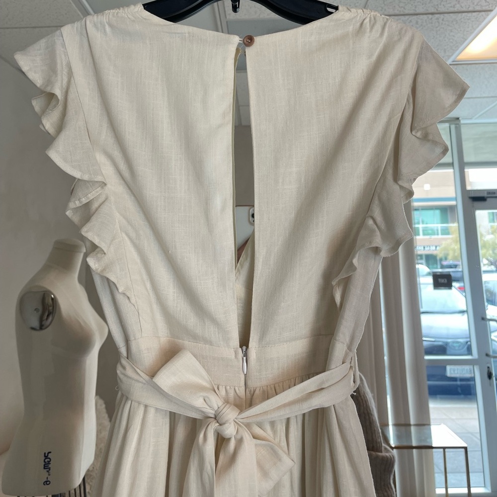 CREAM OFF WHITE LINEN SUMMER DRESS | Sz XS - Picture 3 of 5